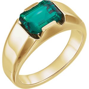 Men's Chatham Created Emerald 3 Ct. Ring, 14k Yellow Gold