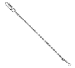14K White Gold 1.5mm Rope Chain Rope Extender Safety Chain Chain, 4.25"