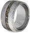 Deer Antler, Gibeon Meteorite, Camo 12mm Comfort Fit Titanium Band, Size 13