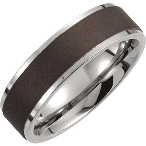 7mm Comfort Fit Titanium and Satin Black Oxidized Ring