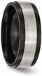 Satin-Brushed Grey Titanium, Black IP 8mm Comfort-Fit Band, Size 9.5