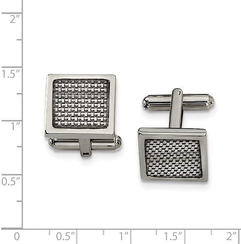 Stainless Steel Grey Carbon Fiber Inlay Square Cuff Links