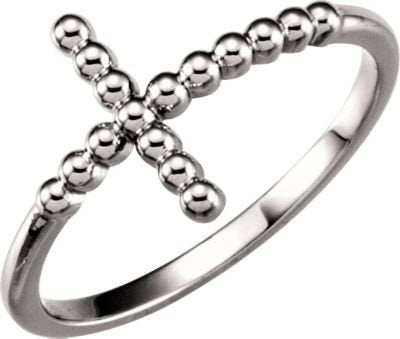 Granulated Sideways Cross Continuum Sterling Silver Ring