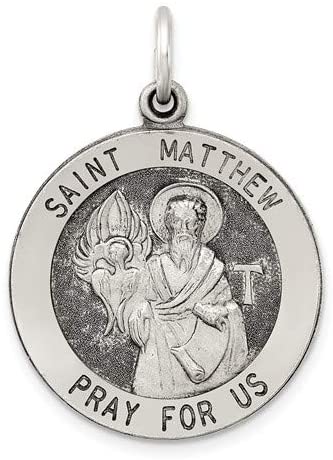 Sterling Silver Antiqued St. Matthew Medal (31X21MM)
