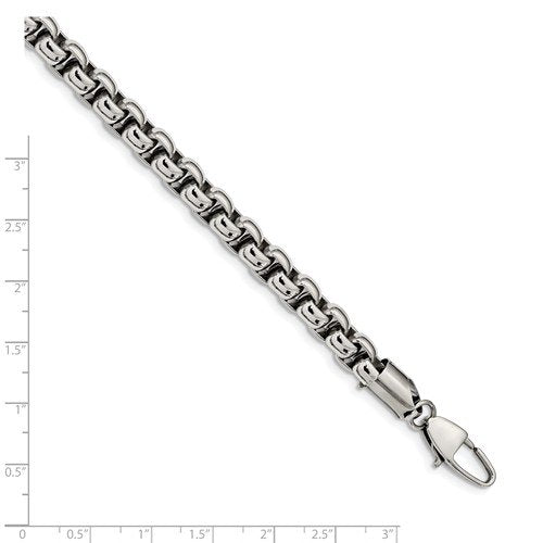 Men's Polished Stainless Steel Chain Bracelet, 9"