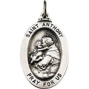 Sterling Silver St. Anthony of Padua Medal (25x17.75 MM)