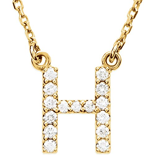 14k Yellow Gold Diamond Initial 'H' 1/6 Cttw Necklace, 16" (GH Color, I1 Clarity)