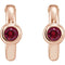 Ruby J-Hoop Earrings,14k Rose Gold