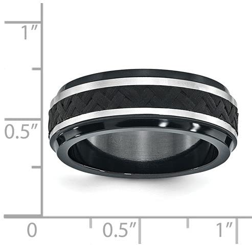 Edward Mirell 8mm Black Titanium Stepped Press Fit with Black Carbon Fiber 8mm Comfort-Fit Band