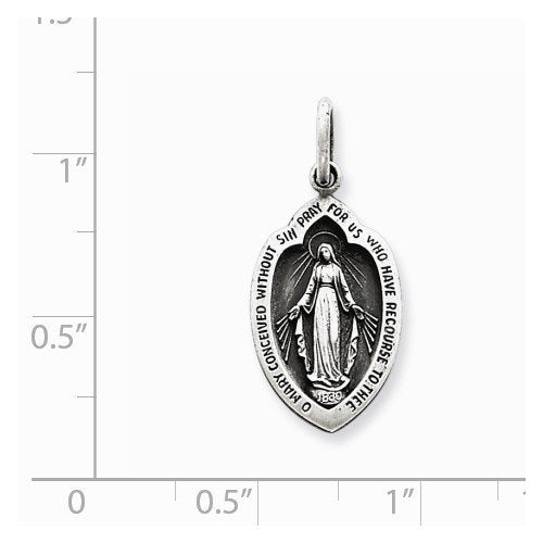 Sterling Silver Antiqued Miraculous Medal (23X14MM)