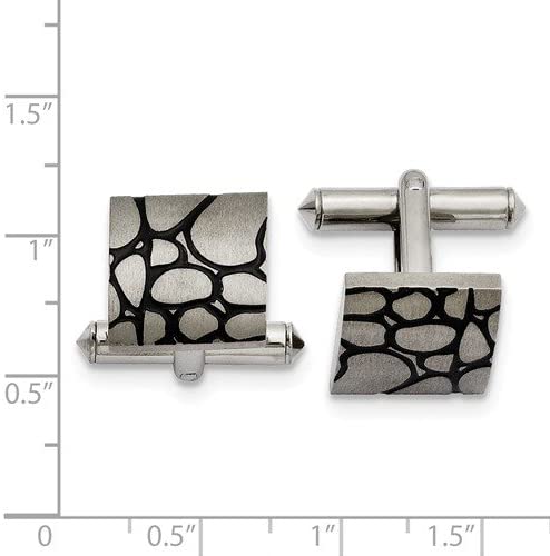 Titanium Satin-Brushed Black Enameled Square Cuff Links,14MM