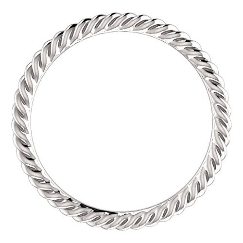 Slim-Profile 1.5mm Rope Trim Comfort-Fit Band, Sterling Silver, Size 4.5