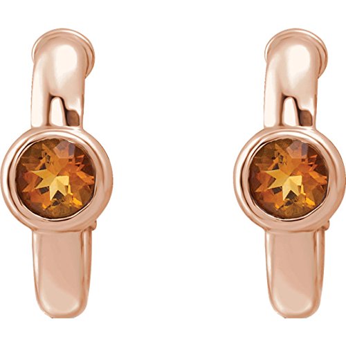 Citrine J-Hoop Earrings, 14k Rose Gold