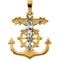 Two-Tone Anchor Mariner's Crucifix 14k Yellow and White Gold Pendant (31X30MM)