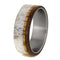 Deer Antler, Black Mesquite, Oak Wood 8mm Comfort-Fit Matte Titanium Band, Size 10.5