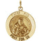 Rhodium Plated 14k Yellow Gold Round St. Padre Pio Medal (18.5 MM)