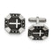 Stainless Steel Matte Black-IP-Plated Cross Octagon Cuff Links