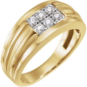 Men's 6-Stone Diamond Ring, 14k Yellow Gold (.5 Ctw, HIJ Color, SI2-I1 Clarity) Size 10