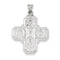 Rhodium-Plated 14k White Gold Four Way Cross Medal Pendant (30X25MM)