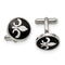 Stainless Steel Black Enamel with Fleur De Lis Round Cuff Links, 18MM