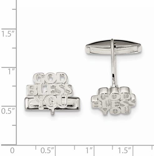 Sterling Silver 'God Bless You' Toggle Back Cuff Links, 11.3MMX14.9MM