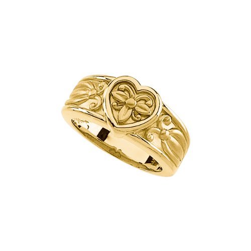 9.5mm 10k Yellow Gold Heart Band, Size 6 to 7