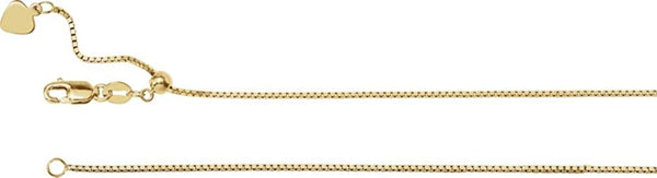 1mm 14k Yellow Gold Adjustable Box Chain, 22"