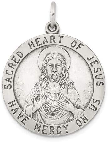 Sterling Silver Sacred Heart of Jesus Medal (33X25MM)