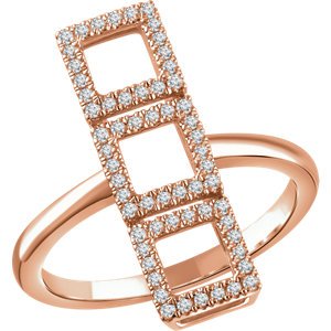 Diamond Triple Square Ring, 14k Rose Gold (1/4 Ctw, Color H+, Clarity I1), Size 7