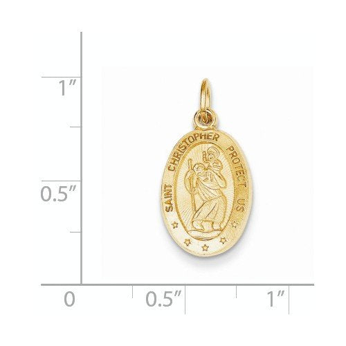 14k Yellow Gold Saint Christopher Medal Charm (24X12 MM)