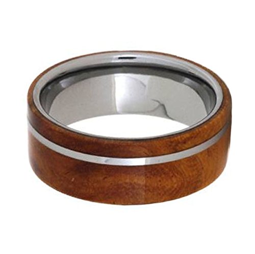 Ironwood Burl Exotic Wood Ring 8mm Comfort-Fit Tungsten Wedding Band, Size 9