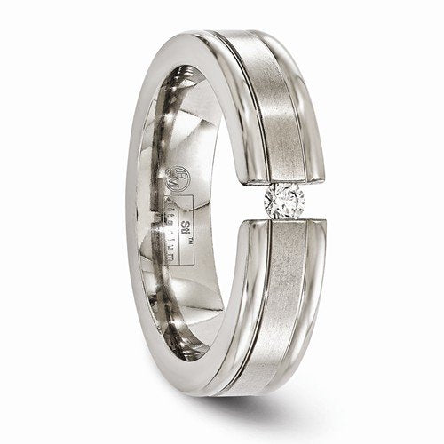 Diamond Collection in Brushed and Polished Titanium Diamond 6mm Band (.10 Ct, G-I, I1)