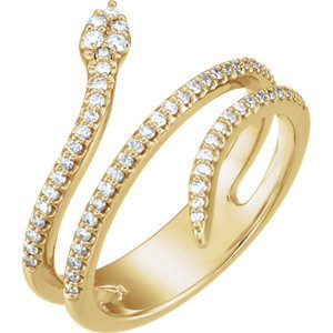 Diamond Snake Ring, 14k Yellow Gold (1/3 Ctw, Color GH, Clarity I1), Size 6