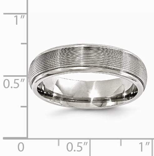 Gray Bands Collection Titanium Grooves Textured Domed 6mm Wedding Band, Size 6.5