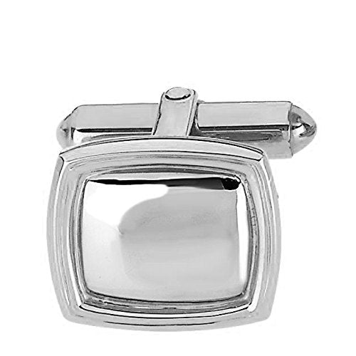 Sterling Silver Rectangle Cuff Link, (Single Cuff Link) 14x16MM