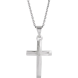 Christian Cross 14k White Gold Pendant Necklace, 18" (14.5x9.7 MM)