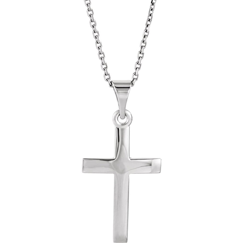 Christian Cross 14k White Gold Pendant Necklace, 18" (14.5x11.5MM)