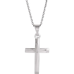 Christian Cross 14k White Gold Pendant Necklace, 18" (14.5x15.9MM)