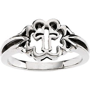 Cross Silhouette Signet Ring in Sterling Silver