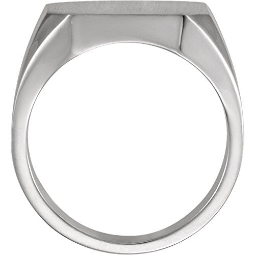 Men's Brushed Signet Ring, 10kX1 White Gold (18X16MM)