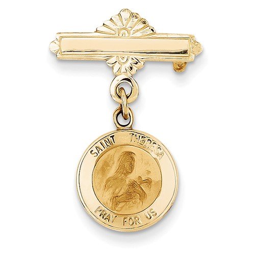 14k Yellow Gold St. Theresa Medal Pin (26X18MM)