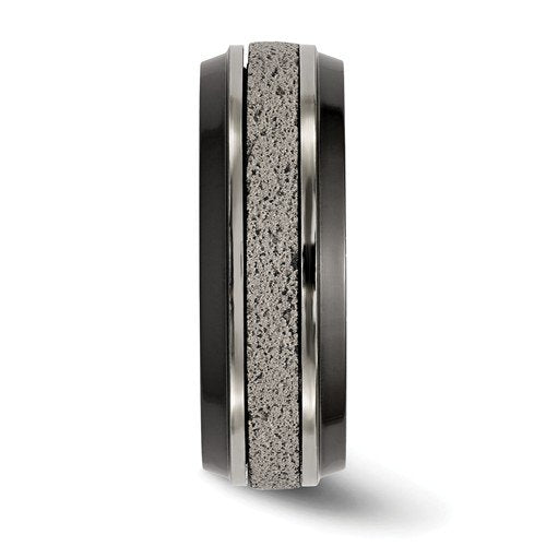 Edward Mirell Black Titanium with Grey Concrete Inlay Stepped 8mm Comfort-Fit Band