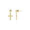 14k Yellow Gold Cross Dangle Earring