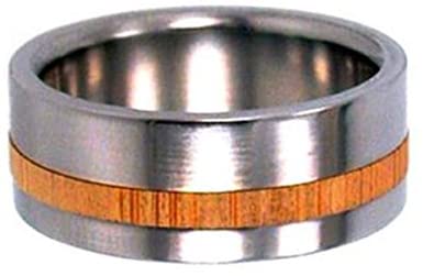 Bamboo Wood Stripe 8mm Comfort Fit Titanium Interchangeable Ring