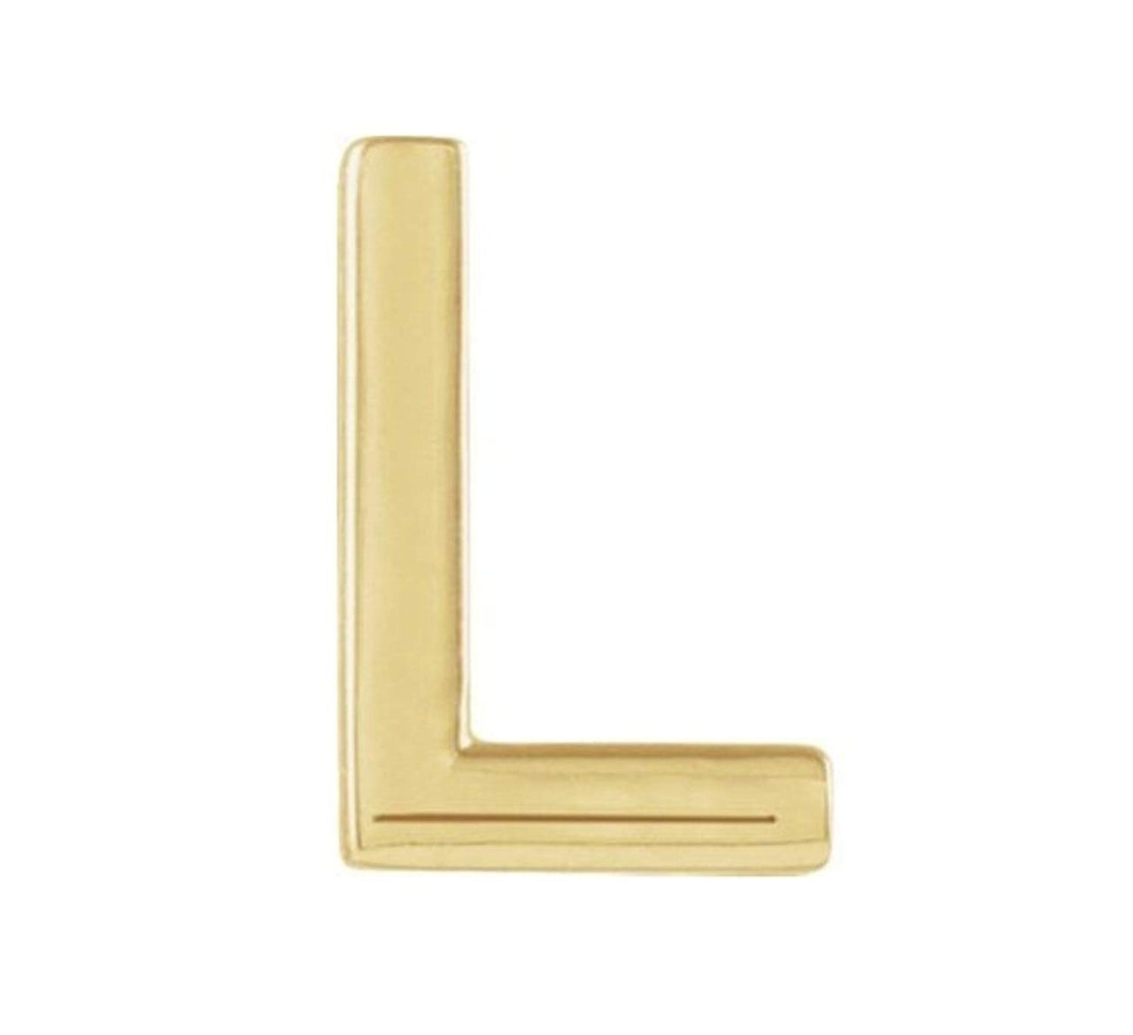 Initial Letter 'L' 14k Yellow Gold Stud Earring (Single Earring)