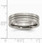 Brushed Titanium 6mm Grooved Comfort-Fit Wedding Band, Size 7