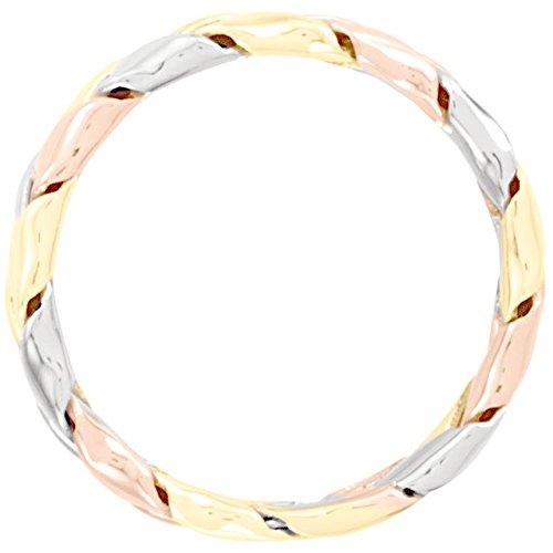 14k Yellow, White and Rose Pastel Gold 5.5mm Hand Woven Wedding Band