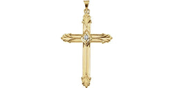 Diamond Fleury Cross 14k Yellow Gold Pendant
