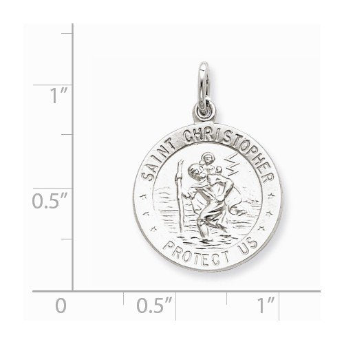 Sterling Silver Saint Christopher Medal Charm Pendant (25X18 MM)