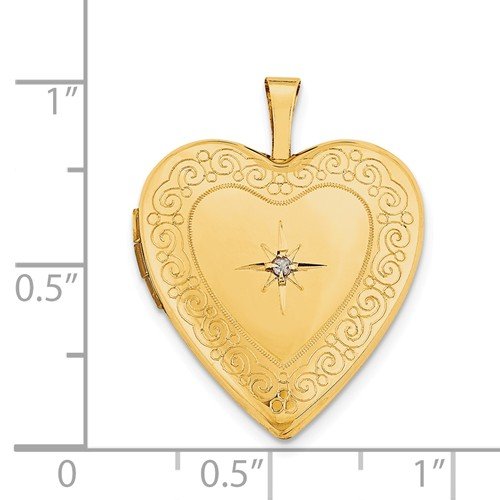 14k Yellow Gold Diamond Heart Locket (.01 Ct, G-I Color, I3 Clarity)